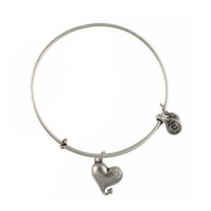 NEW Alex and Ani Rafaelian Silver Cupid's Heart Charm Bangle Bracelet